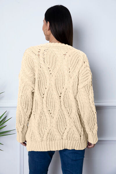 Blue Zone Planet | Round Neck Dropped Shoulder Sweater BLUE ZONE PLANET