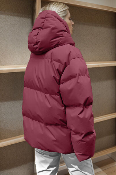 Blue Zone Planet | Pocketed Zip Up Hooded Puffer Jacket BLUE ZONE PLANET
