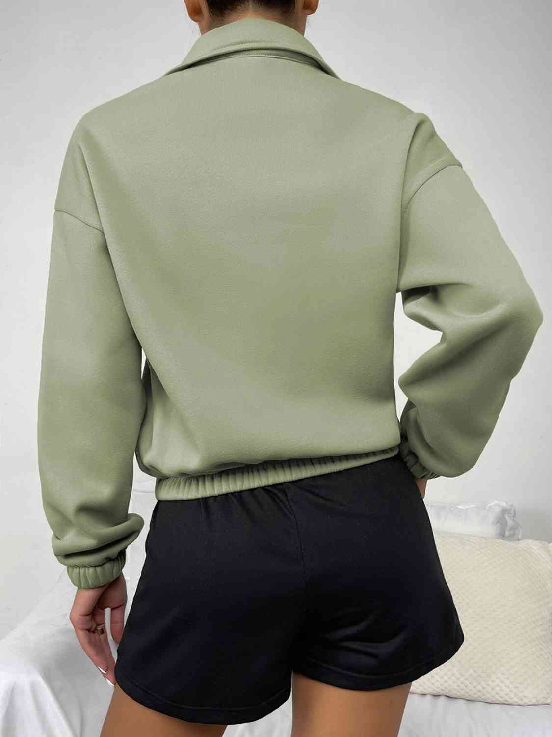 Blue Zone Planet | Half-Zip Dropped Shoulder Sweatshirt BLUE ZONE PLANET