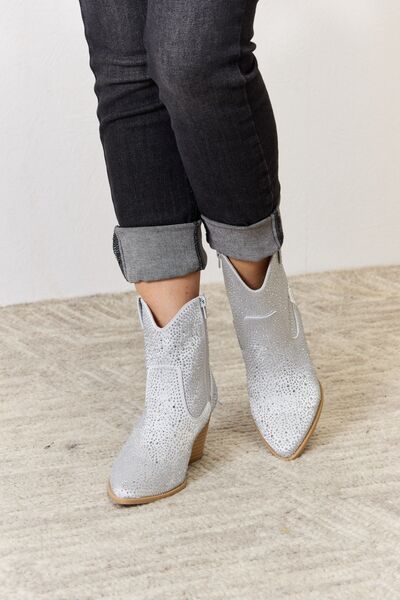 East Lion Corp Rhinestone Ankle Cowboy Boots BLUE ZONE PLANET