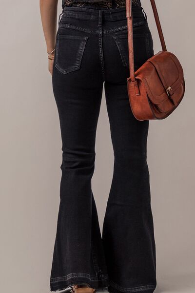 Blue Zone Planet | Button-Fly Flare Jeans with Pockets BLUE ZONE PLANET