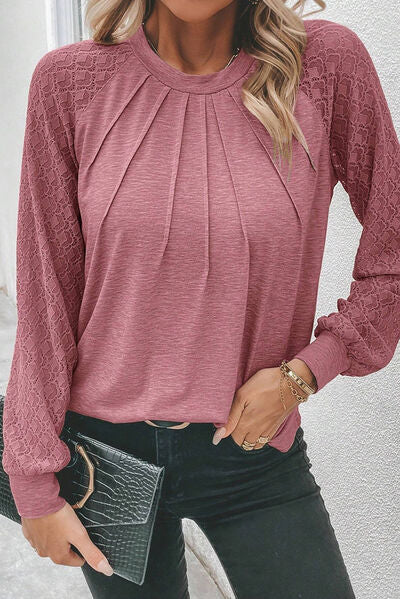 Blue Zone Planet | Heathered Round Neck Long Sleeve T-Shirt BLUE ZONE PLANET