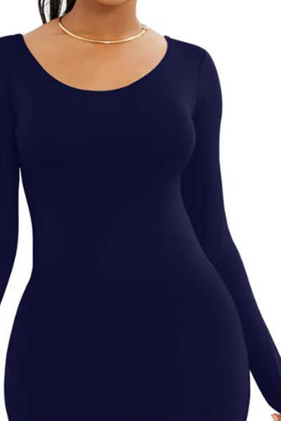 Blue Zone Planet | Round Neck Long Sleeve Maxi Wrap Dress BLUE ZONE PLANET