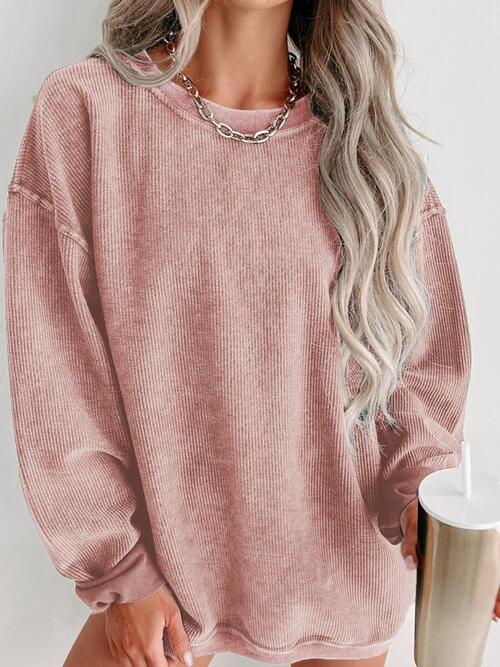 Blue Zone Planet | Round Neck Dropped Shoulder Sweatshirt BLUE ZONE PLANET