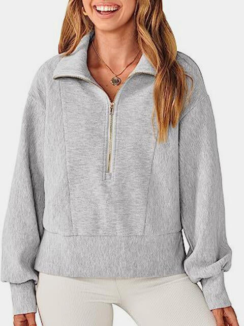 Half Zip Up Collared Sweatshirts BLUE ZONE PLANET