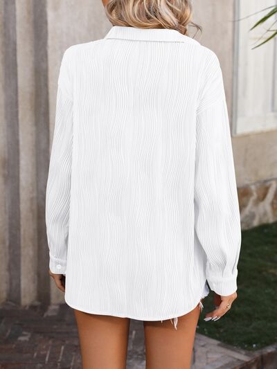 Button Up Dropped Shoulder Shirt Trendsi