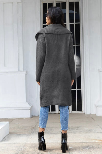 Blue Zone Planet |  Pocketed Button Up Collared Neck Cardigan BLUE ZONE PLANET