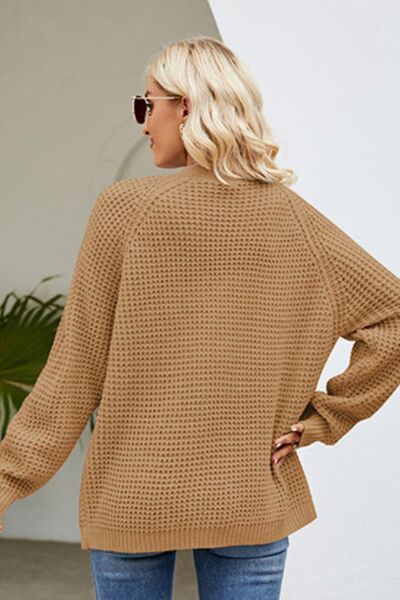 Open Front Raglan Sleeve Pocketed Cardigan BLUE ZONE PLANET