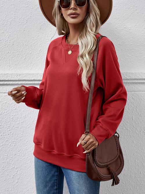 Round Neck Long Sleeve Sweatshirt BLUE ZONE PLANET