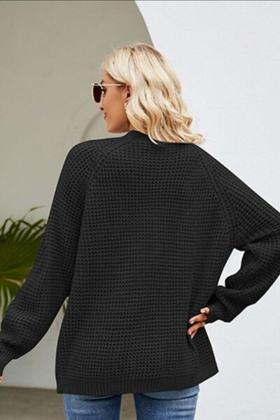 Open Front Raglan Sleeve Pocketed Cardigan BLUE ZONE PLANET