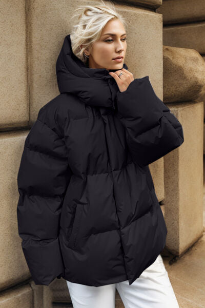 Blue Zone Planet | Pocketed Zip Up Hooded Puffer Jacket BLUE ZONE PLANET