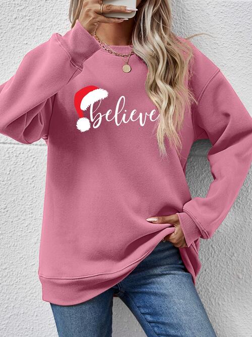 BELIEVE Graphic Long Sleeve Sweatshirt BLUE ZONE PLANET