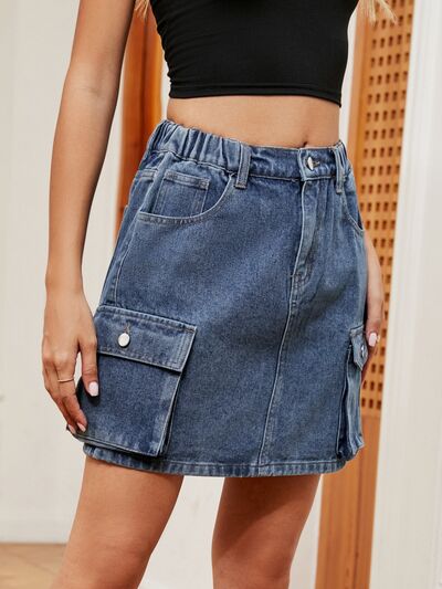 Blue Zone Planet | High Waist Denim Skirt BLUE ZONE PLANET