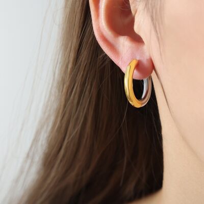 18K Gold-Plated Huggie Earrings-EARRINGS-[Adult]-[Female]-Gold-One Size-2022 Online Blue Zone Planet