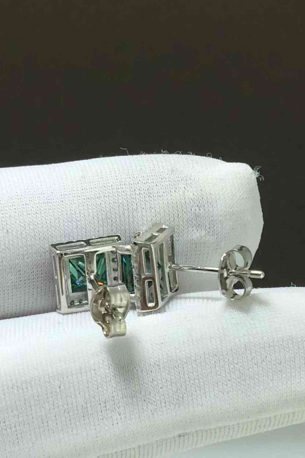 2 Carat Moissanite Square Stud Earrings BLUE ZONE PLANET