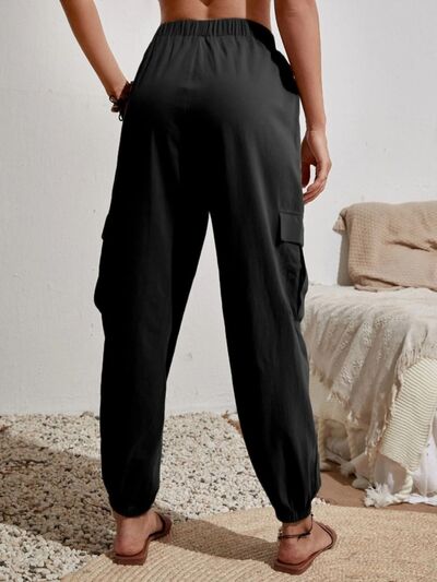 Drawstring Joggers with Cargo Pockets Trendsi