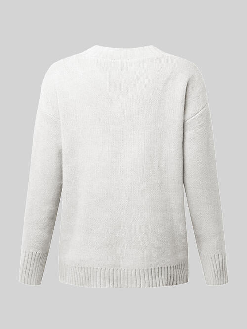 V-Neck Long Sleeve Knit Top BLUE ZONE PLANET