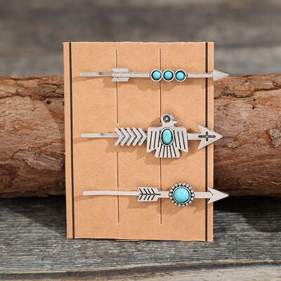 Blue Zone Planet | 3 PCS/Set Artificial Turquoise Hair Pins BLUE ZONE PLANET