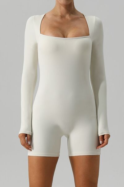 Blue Zone Planet | Square Neck Long Sleeve Active Romper BLUE ZONE PLANET