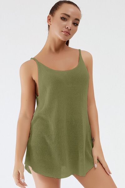 Blue Zone Planet | Scoop Neck Spaghetti Strap Knit Cami BLUE ZONE PLANET