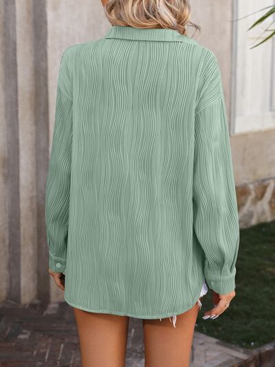 Button Up Dropped Shoulder Shirt Trendsi