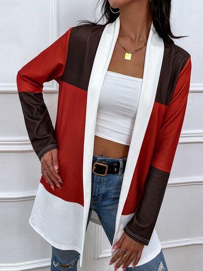 Blue Zone Planet | Color Block Open Front Cardigan BLUE ZONE PLANET