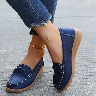Blue Zone Planet |  Weave Wedge Heeled Loafers BLUE ZONE PLANET
