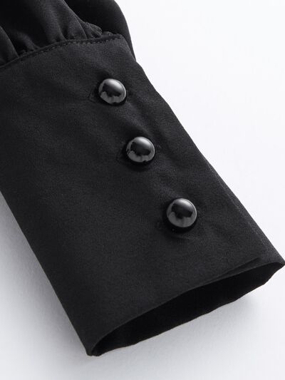 Blue Zone Planet | Mock Neck Lantern Sleeve Shirt BLUE ZONE PLANET