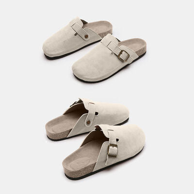 Suede Closed Toe Buckle Slide BLUE ZONE PLANET