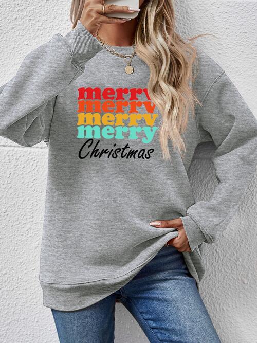 MERRY CHRISTMAS Graphic Long Sleeve Sweatshirt BLUE ZONE PLANET