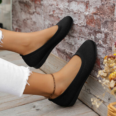 Blue Zone Planet | Round Toe Knit Ballet Flats BLUE ZONE PLANET