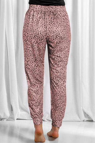 Blue Zone Planet | Full Size Leopard Drawstring Pocketed Pants BLUE ZONE PLANET