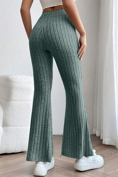 Blue Zone Planet | Basic Bae Full Size Ribbed High Waist Flare Pants BLUE ZONE PLANET