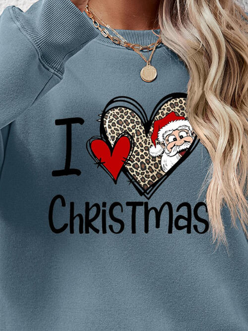 CHRISTMAS Graphic Round Neck Sweatshirt BLUE ZONE PLANET