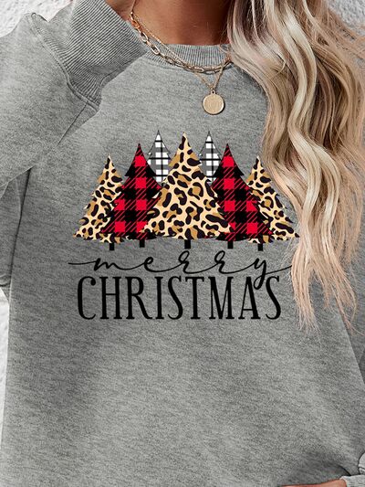 Blue Zone Planet | MERRY CHRISTMAS Round Neck Long Sleeve Sweatshirt BLUE ZONE PLANET