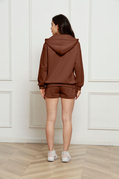 Blue Zone Planet | Zip Up Drawstring Hoodie and Shorts Set BLUE ZONE PLANET