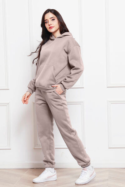 Blue Zone Planet | Drop Shoulder Long Sleeve Hoodie and Pants Set BLUE ZONE PLANET