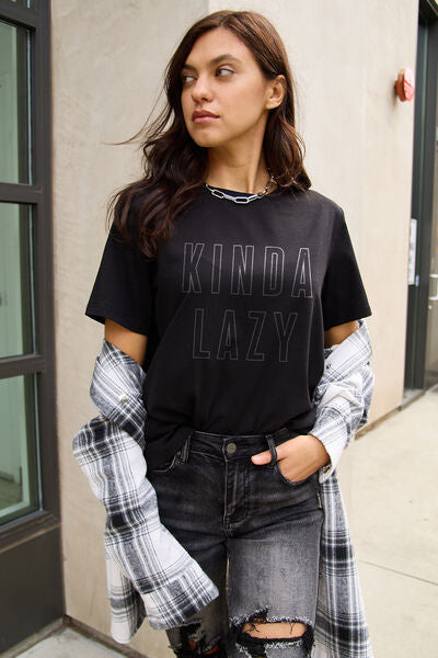 Blue Zone Planet | Simply Love Full Size KINDA LAZY Round Neck T-Shirt BLUE ZONE PLANET