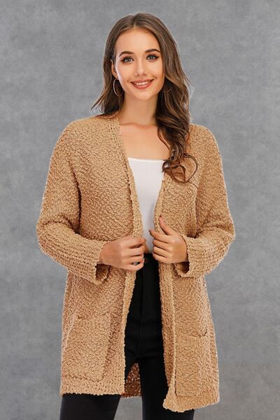 Blue Zone Planet | Pocketed Open Front Long Sleeve Cardigan BLUE ZONE PLANET