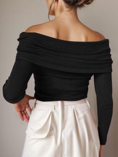 Blue Zone Planet | Off-Shoulder Long Sleeve Sweater BLUE ZONE PLANET