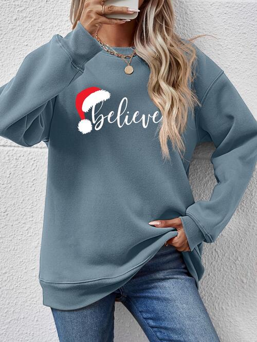 BELIEVE Graphic Long Sleeve Sweatshirt BLUE ZONE PLANET