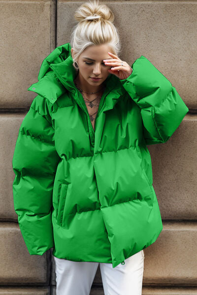 Blue Zone Planet | Pocketed Zip Up Hooded Puffer Jacket BLUE ZONE PLANET