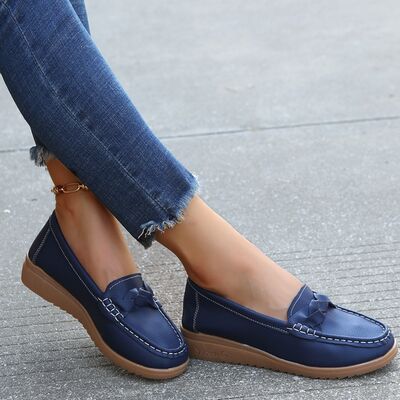 Blue Zone Planet |  Weave Wedge Heeled Loafers BLUE ZONE PLANET