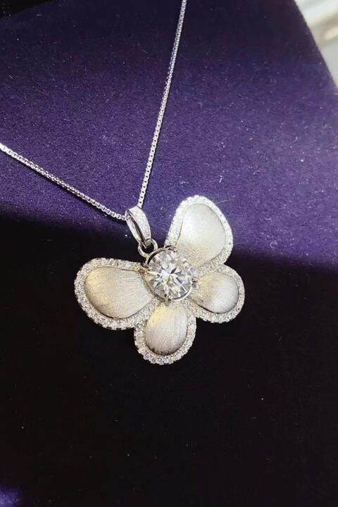 1 Carat Moissanite Butterfly Pendant Necklace BLUE ZONE PLANET