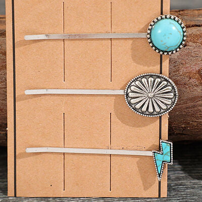 Blue Zone Planet | 3 PCS/Set Artificial Turquoise Hair Pins BLUE ZONE PLANET