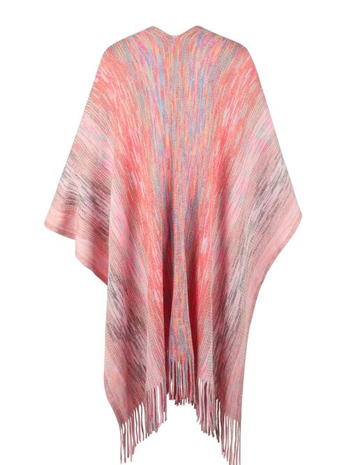 Heathered Fringe Hem Poncho BLUE ZONE PLANET