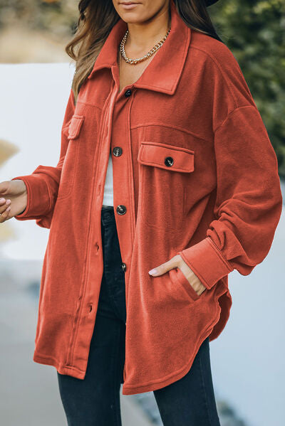 Blue Zone Planet | Button Up Collared Neck Long Sleeve Jacket BLUE ZONE PLANET