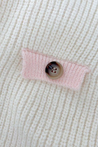 Contrast Trim Button Up Dropped Shoulder Cardigan Trendsi