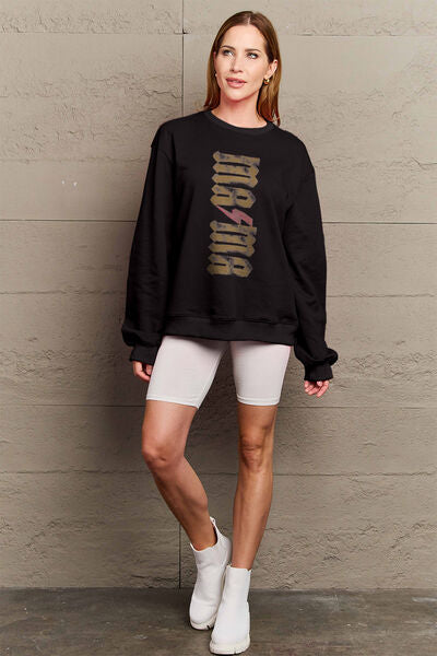 Simply Love Full Size MAMA Round Neck Sweatshirt BLUE ZONE PLANET
