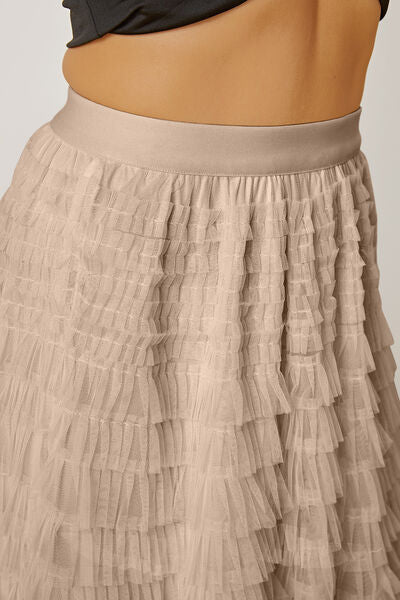 Blue Zone Planet | Ruched High Waist Tiered Skirt BLUE ZONE PLANET